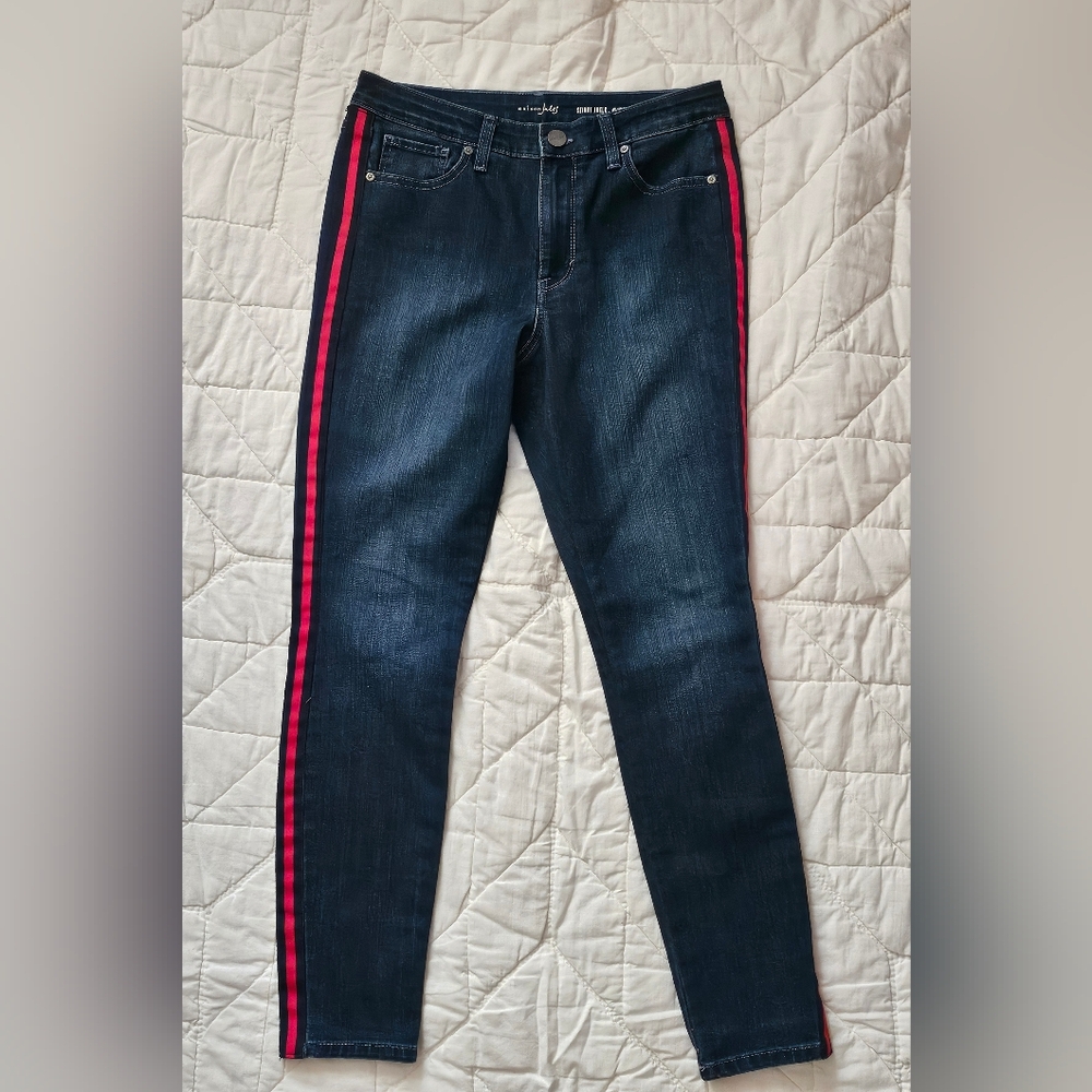 Maison Jules Ankle Jeans with Red Tuxedo Stripe - Size 6/28 - Picture 2 of 9